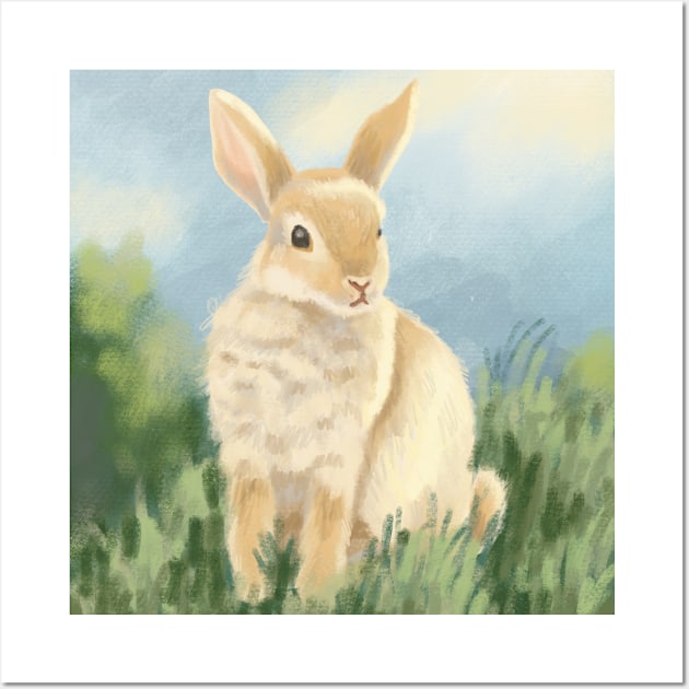 Bunny in a Meadow Wall Art by danyellysdoodles